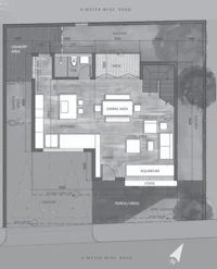 a floor plan of an apartment with a kitchen and living room