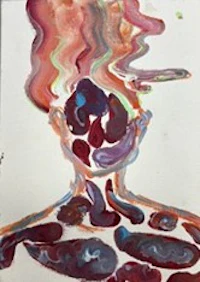a painting of a person with a lot of colors on it