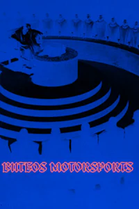 a blue and white photo of a group of people in a circle