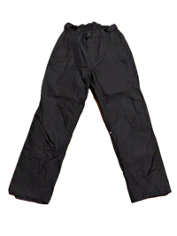 a pair of black snow pants on a white background