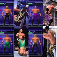 the wwe wrestlers are shown in different poses