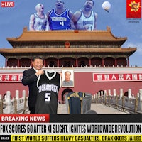 a man holding a basketball in front of a building
