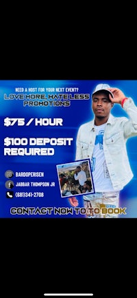 a flyer for a party with a picture of a man wearing a hat