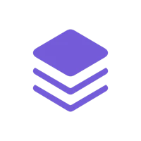 a purple icon of a stack of boxes on a black background