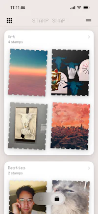 a screenshot of the stamp snap app on an iphone