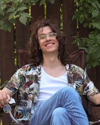 a man wearing a hawaiian shirt