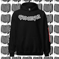 a black hoodie with the word'ghost'on it