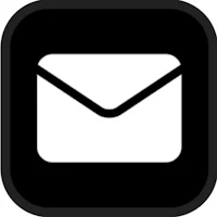 a black and white icon with an envelope on it