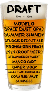 a beer glass with the word draft on it