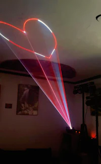 a green laser beam in a room