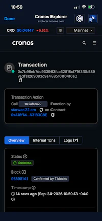 a screenshot of the cronos app on a phone