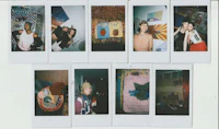 a group of polaroid photos with people in them