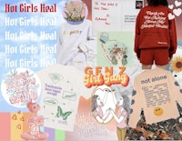 a collage of clothes with the words hot girls heal