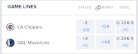 dallas mavericks game lines - screenshot