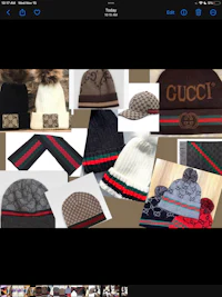gucci hats and scarves on an ipad
