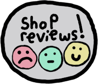 the shop reviews logo with a smiley face in the middle