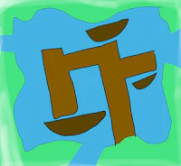 a drawing of a cross on a green background