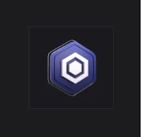 a hexagon logo on a black background