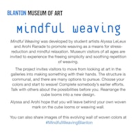 a flyer for mindful weaving at the baltimore museum of art