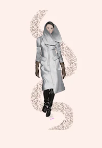 an illustration of a woman in a white coat