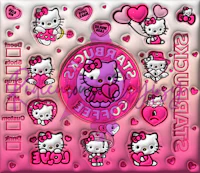 hello kitty stickers on a pink background