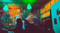 a group of people in a bar