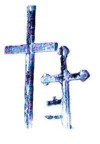 two crosses on a black background