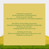 a picture of a grassy field with a poem on it