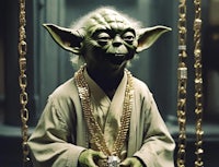 star wars yoda with a chain around his neck