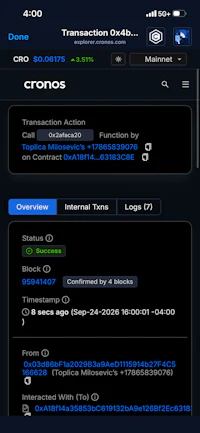 a screenshot of the cronos app on an iphone