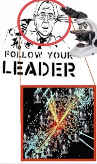 a picture of a microscope with the words follow your leader
