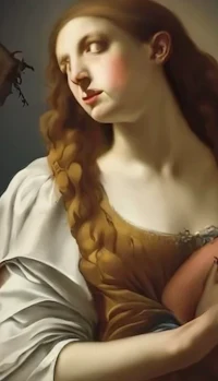 a painting of a woman holding a baby