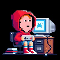 a boy in a red hoodie is playing a game on a computer