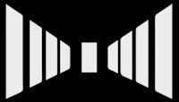 a black and white image of a hallway