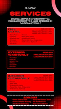 a black and red flyer for cleaning services