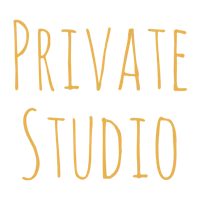 the private studio logo on a black background