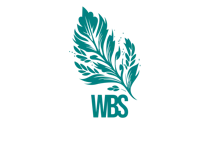 the wbs logo on a black background