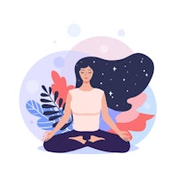 a woman is meditating in a lotus position