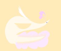 a white bird on a yellow background