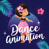 hawaiian dance animation with hawaiian girl in hawaiian dress