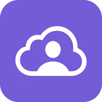 a cloud icon with a person in it