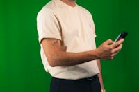 a man holding a cell phone