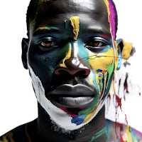 a man with colorful paint on his face
