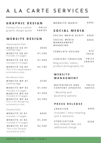 la carte services business card