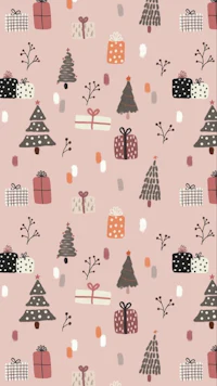 a christmas pattern with christmas trees on a pink background