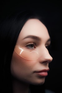 a woman with a pair of glasses on her face
