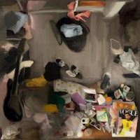 a painting of a messy room