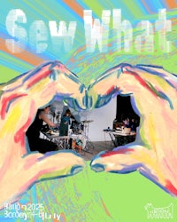 a poster with the words sew what on it
