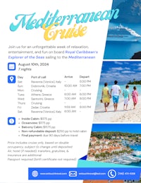 a flyer for the mediterranean cruise