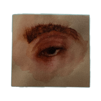 a watercolor painting of a person's eye